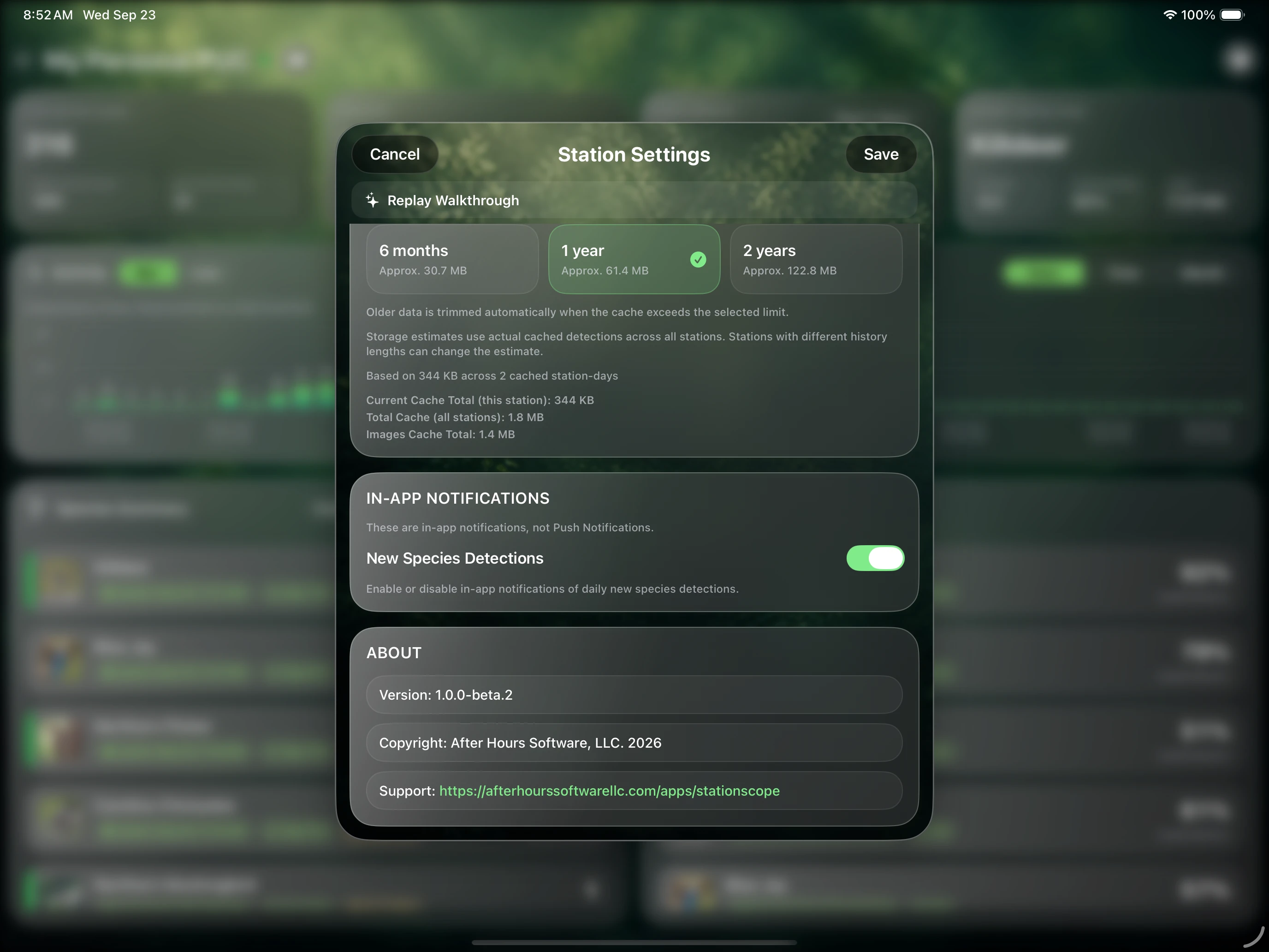 StationScope Settings Details